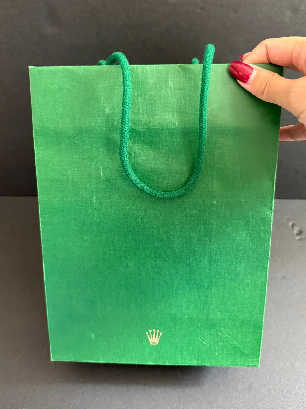 ROLEX Green Luxury Gift Bag with Gold Crown Logo